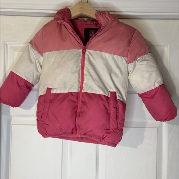 Swiss Tech Pink and White Kids Puffer Jacket - Picture 1 of 7